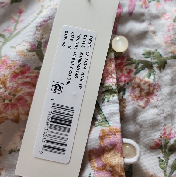 VIE REBECCA TAYLOR Long Sleeve Lidia Vine Top In Pebble Combo - Picture 10 of 13